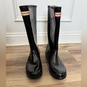 Youth 7 Girls / 6 Boys Hunter Original Kids Gloss Black Rain Boots EU 38